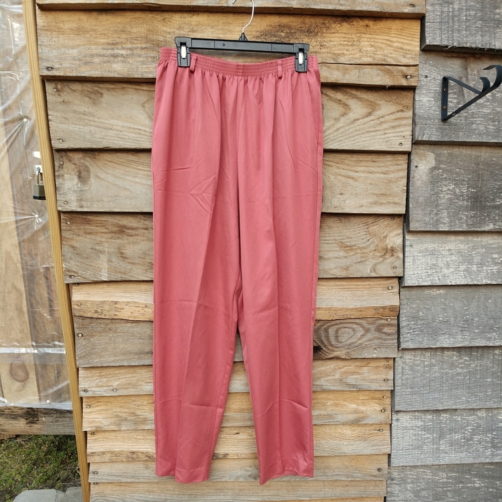 Alfred Dunner FANCY Dress Pants Elastic Waist with Belt Loops Coral Sz. 16 EUC